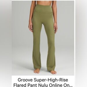 Lululemon High-Rise Flared Olive Green Pants size 14